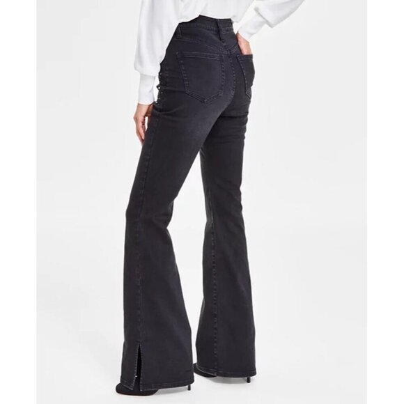 INC International Concepts Womens 2/26 High-Rise Rhinestone-Studded Flare Jeans - Picture 3 of 12